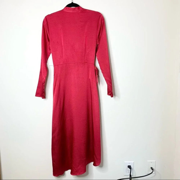 Equipment Adisa Wrap Midi Dress Asymmetric Belted Satin Amaranth Magenta Size 2 - Picture 15 of 16